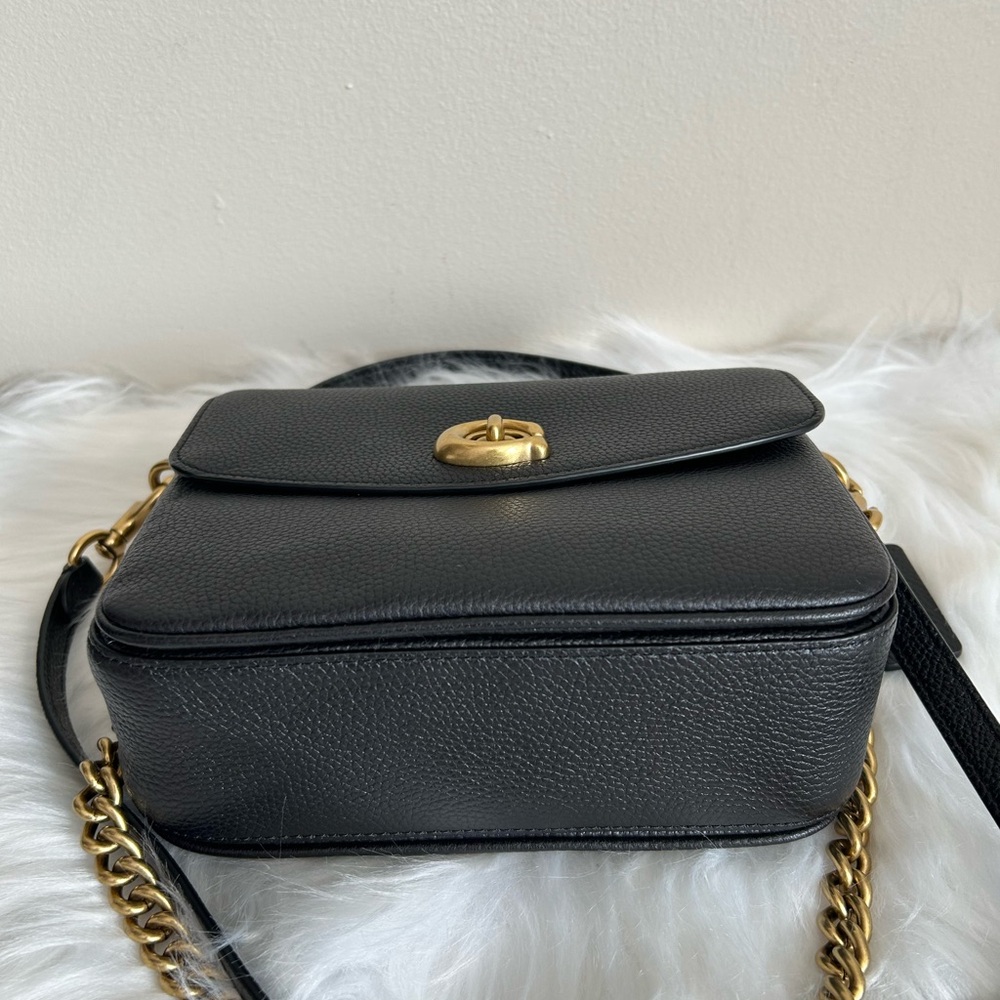 Coach Cassie 19 Black Pebbled‎ Leather Shoulder Bag Excellent - Picture 4 of 10
